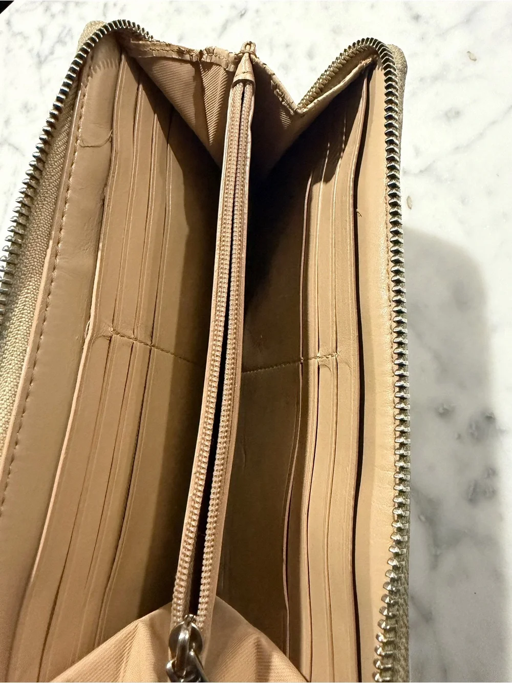 Coach Pink Floral Bi-Fold Wallet with Metallic Trim